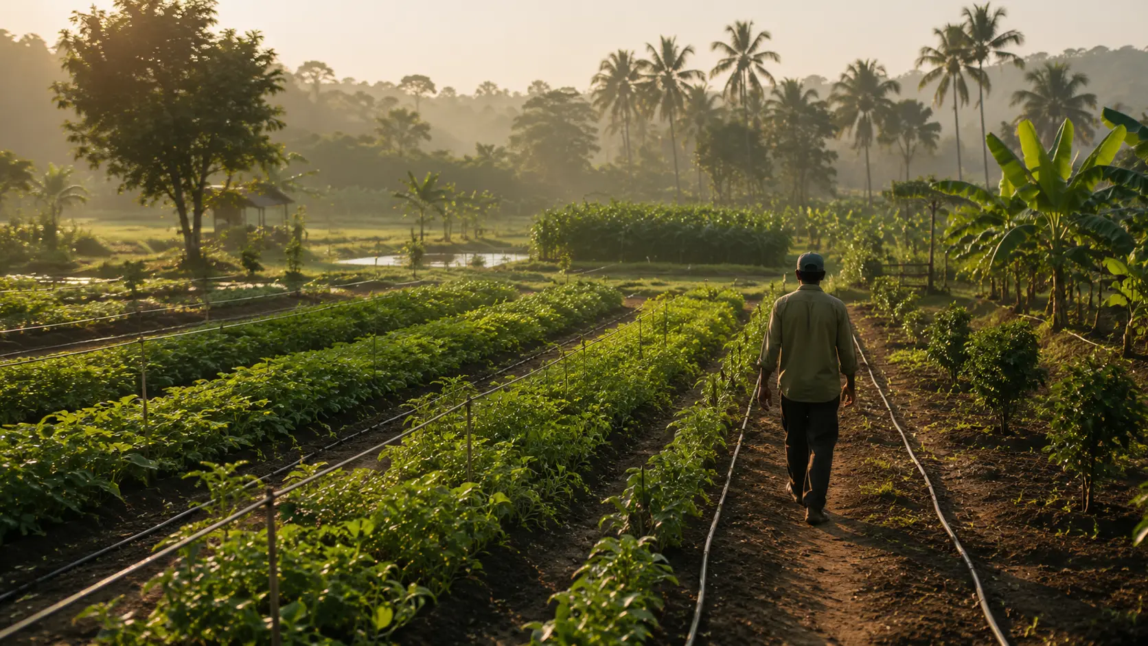 Farmer inspecting land during a farm planning visit