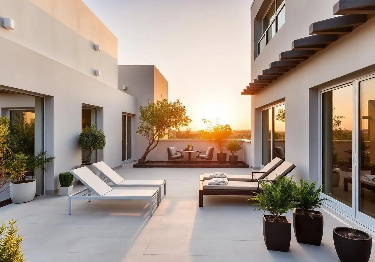 Premium villa landscaping with lawn, pathway and ornamental planting by Plant'z World